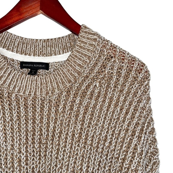 Banana Republic oversized ribbed knit sweater chunky latte brown womens small - Picture 5 of 11
